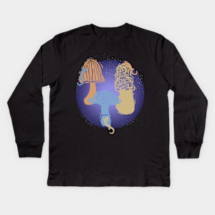 Salamander Mushrooms on the Moon Kids Long Sleeve T-Shirt